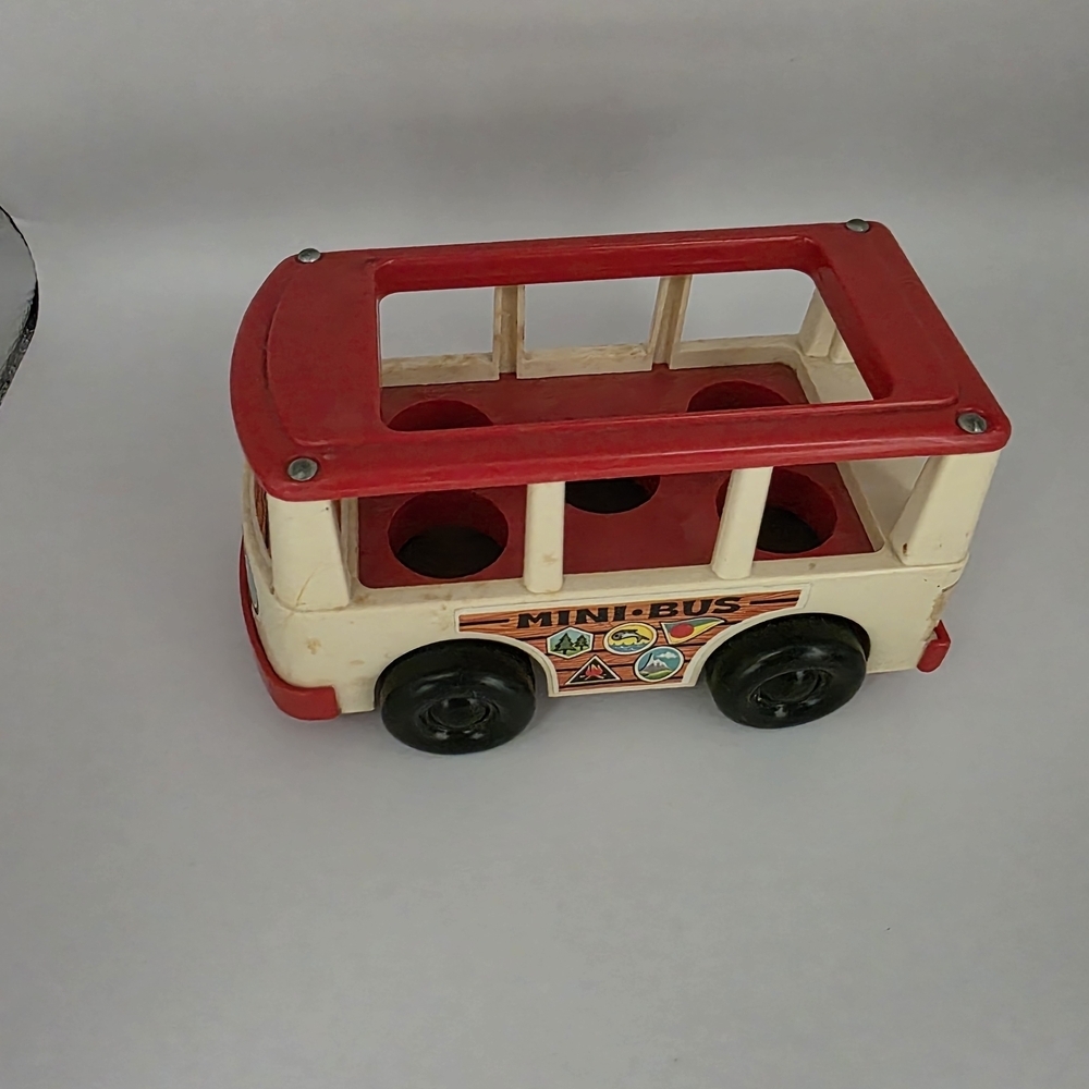 Fisher-Price Red and Cream Mini Bus Toy